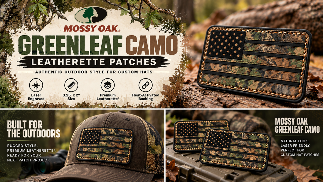 Mossy Oak Greenleaf Camo Leatherette Patches | Heritage