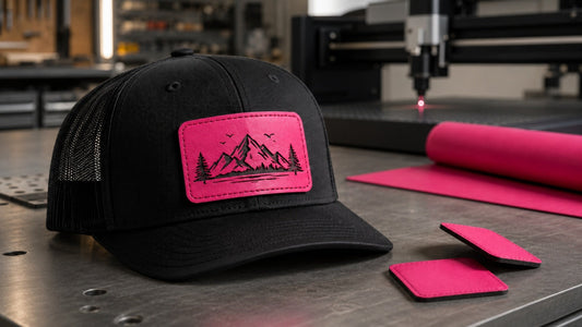 Primrose Leatherette Patches: Bold Pink Contrast for Custom Hats