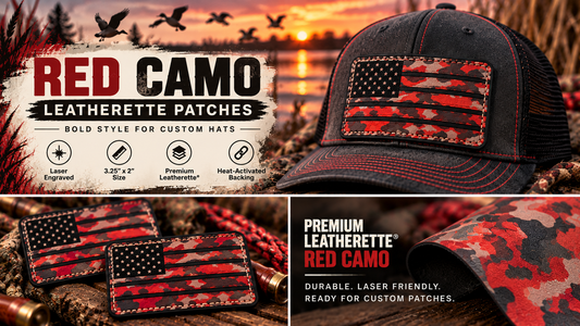 Red Camo Leatherette Patches | Heritage Collection